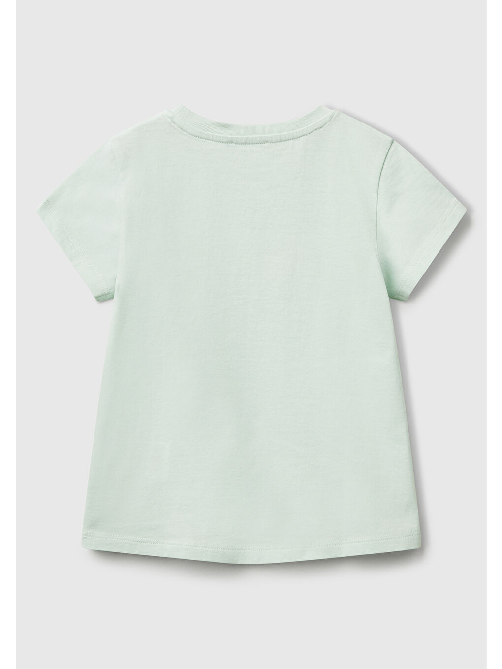 Turkuaz Kız Çocuk Su Yeşili Simli Benetton Logo Baskılı T-Shirt-1