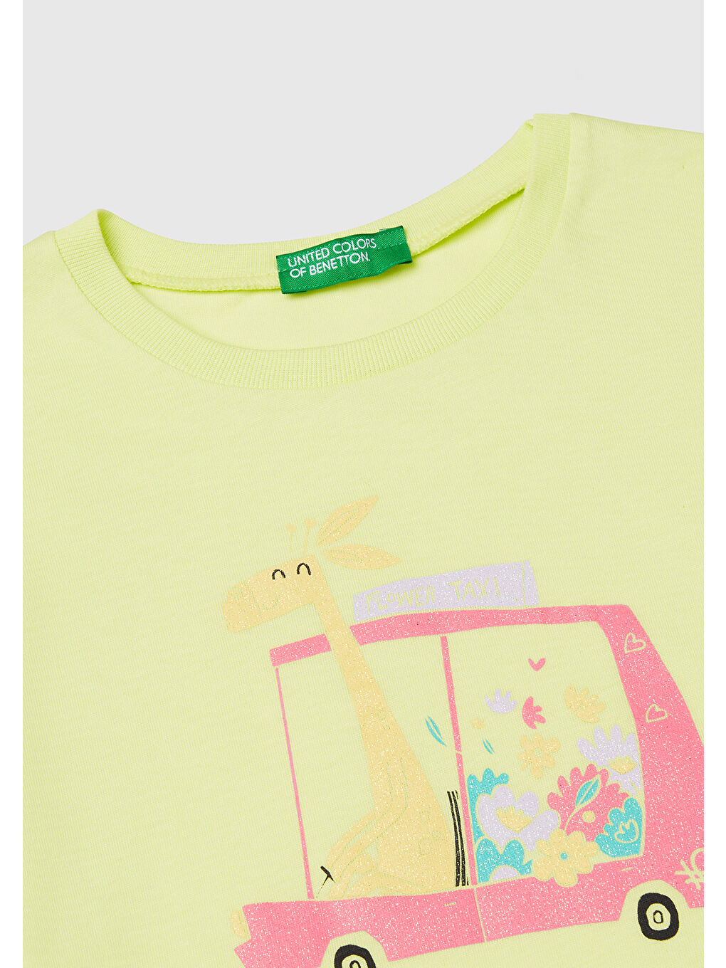 Kız Çocuk Sarı Simli Grafik Baskılı T-Shirt-2