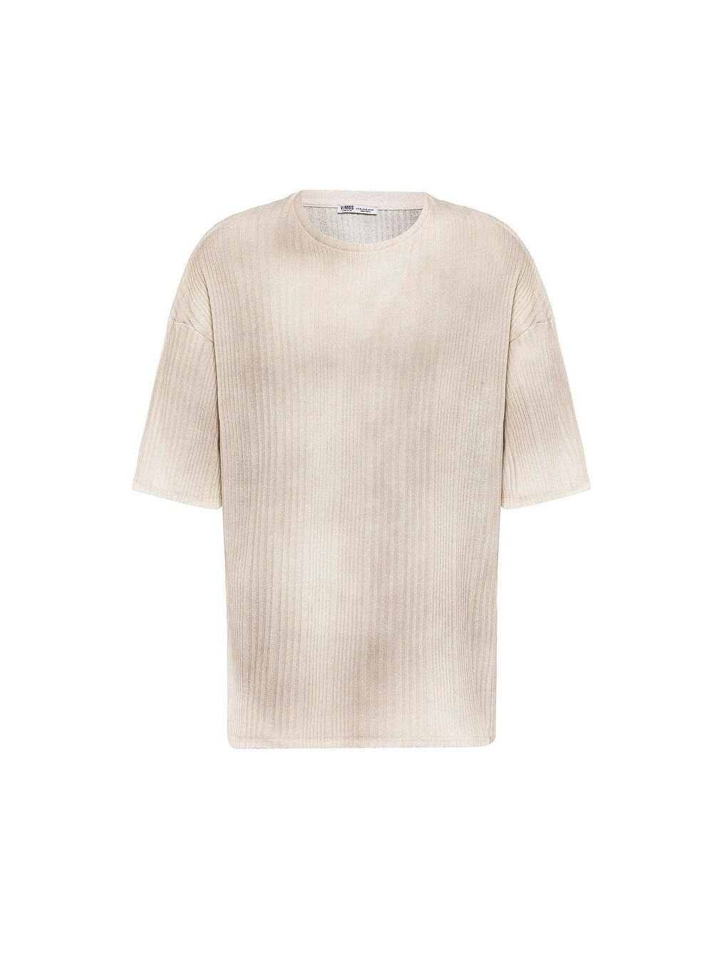 Bej Yıkamalı Oversize Triko Tişört Vizon-1