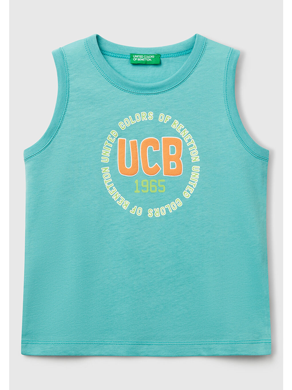 Erkek Çocuk Mint Yeşili Benetton Logo Baskılı Kabartma Detaylı Atlet