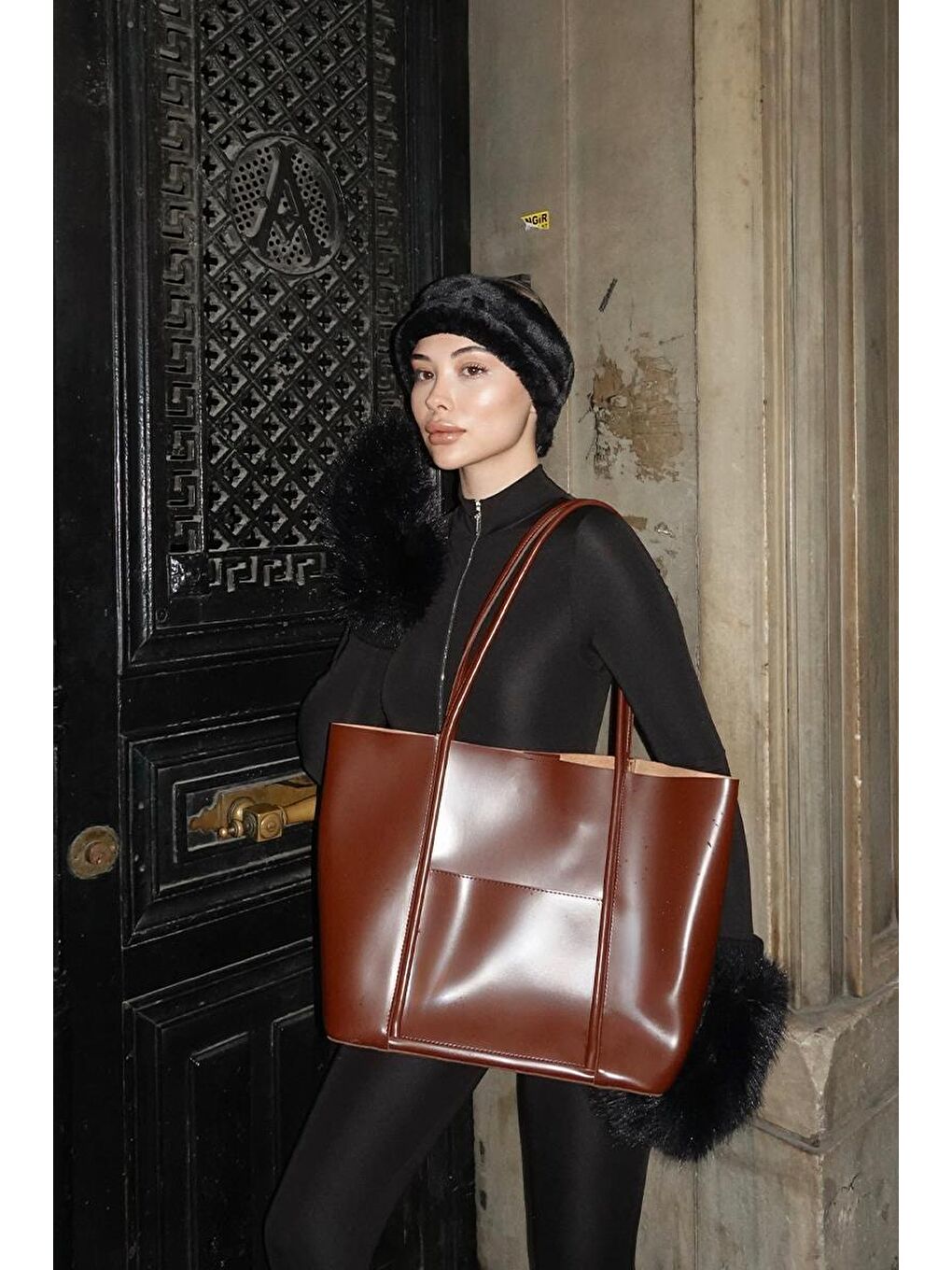 Kahverengi Pax Big Size Omuz Çantası Fındık Kabuğu-6