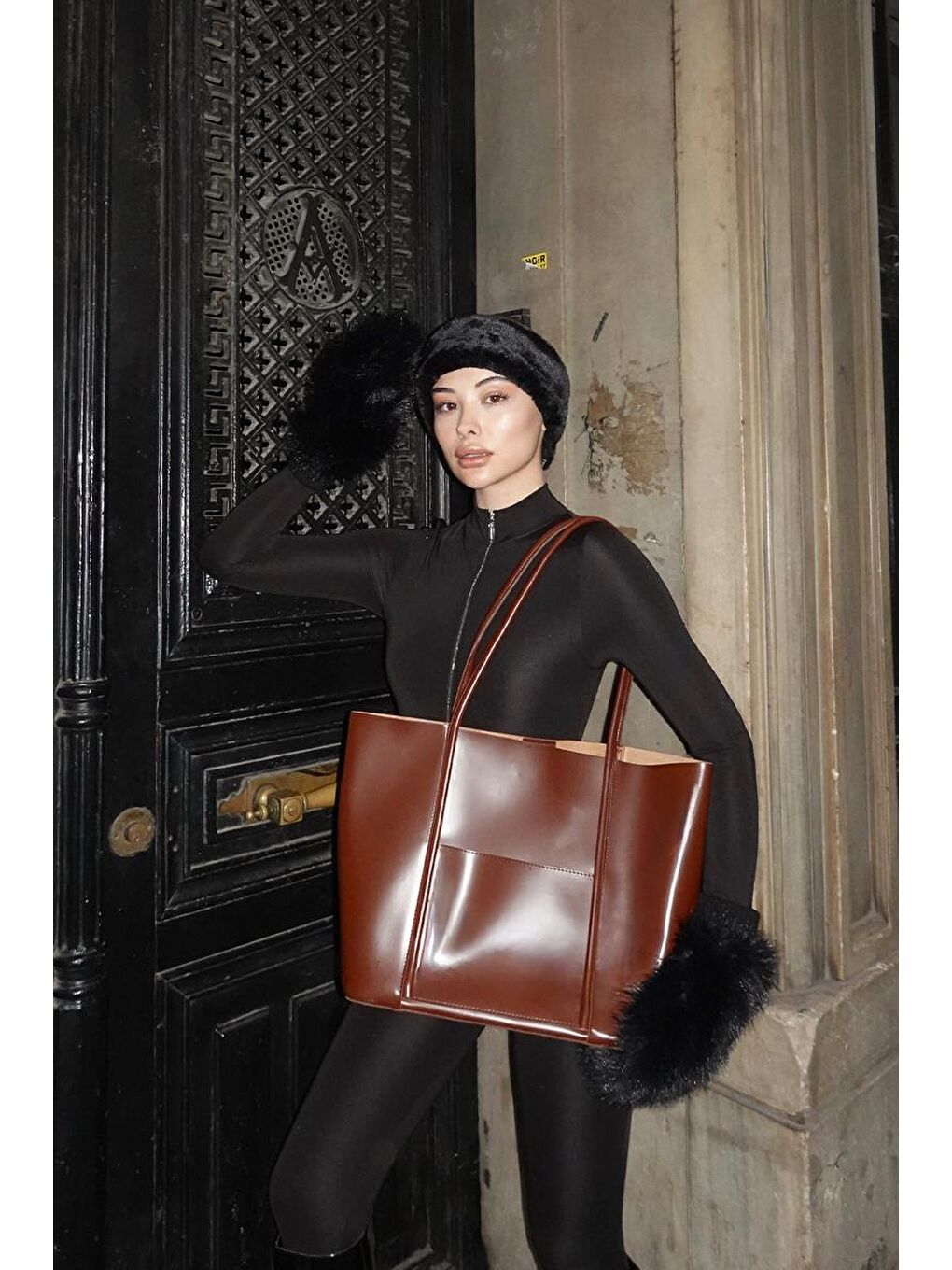 Kahverengi Pax Big Size Omuz Çantası Fındık Kabuğu-7