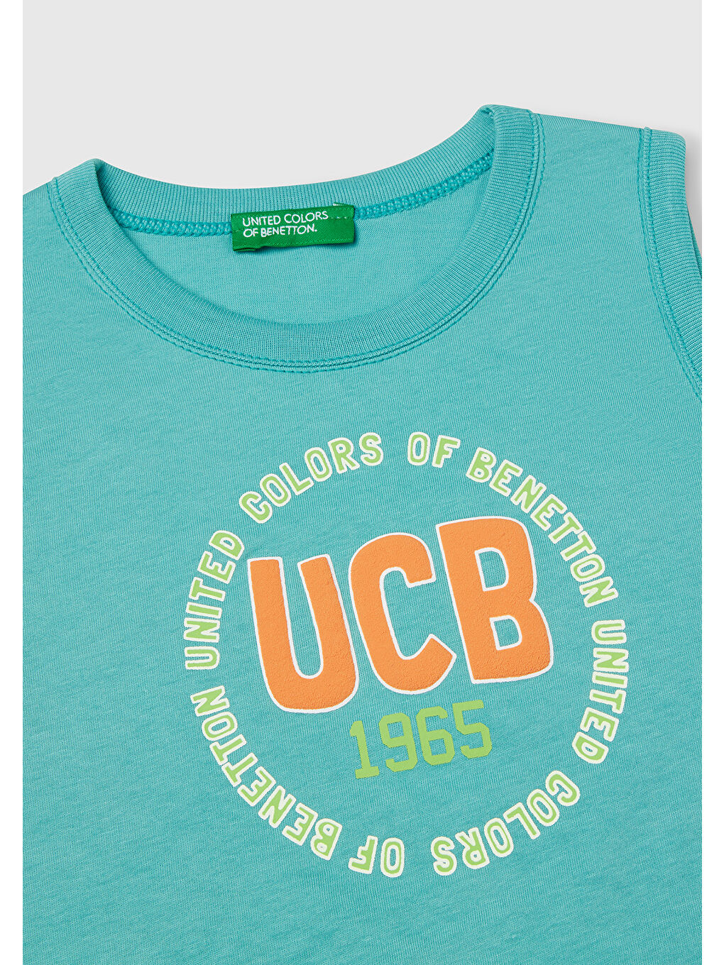 Erkek Çocuk Mint Yeşili Benetton Logo Baskılı Kabartma Detaylı Atlet-2