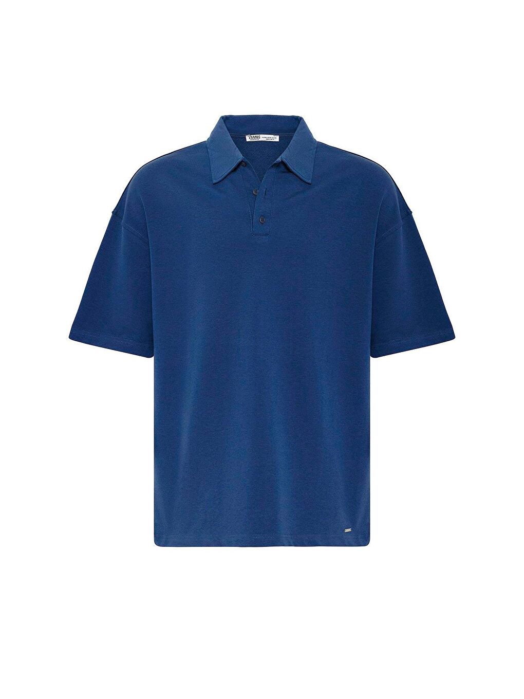 Basic Polo Yaka Oversize Tişört İndigo-1