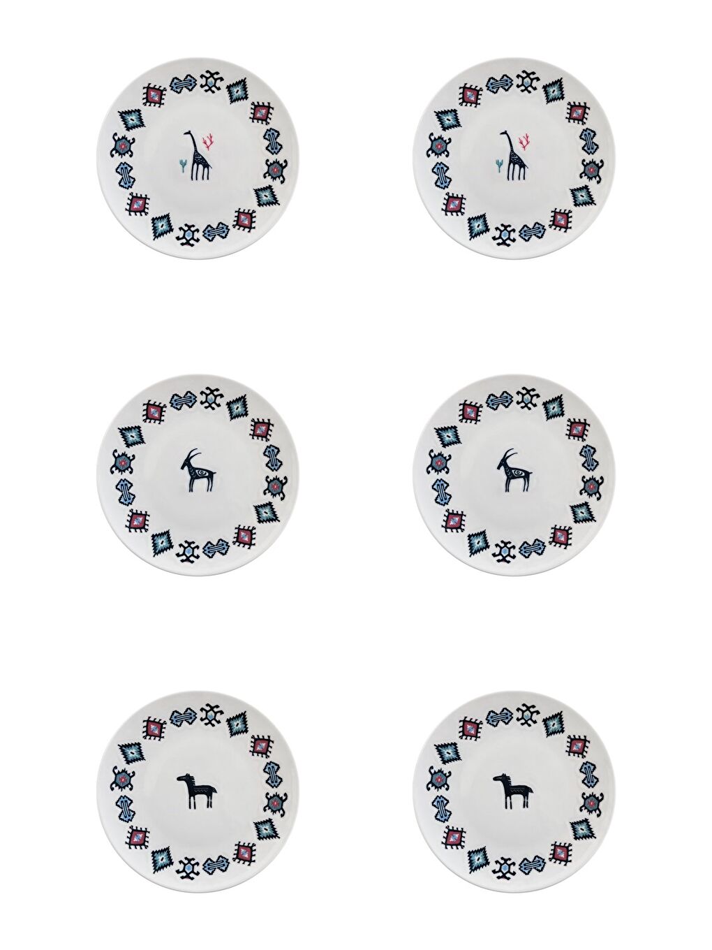 Karışık Porselen Hitit Servis Tabağı Takımı 26cm 6 Parça TVL6SRVPRS1241