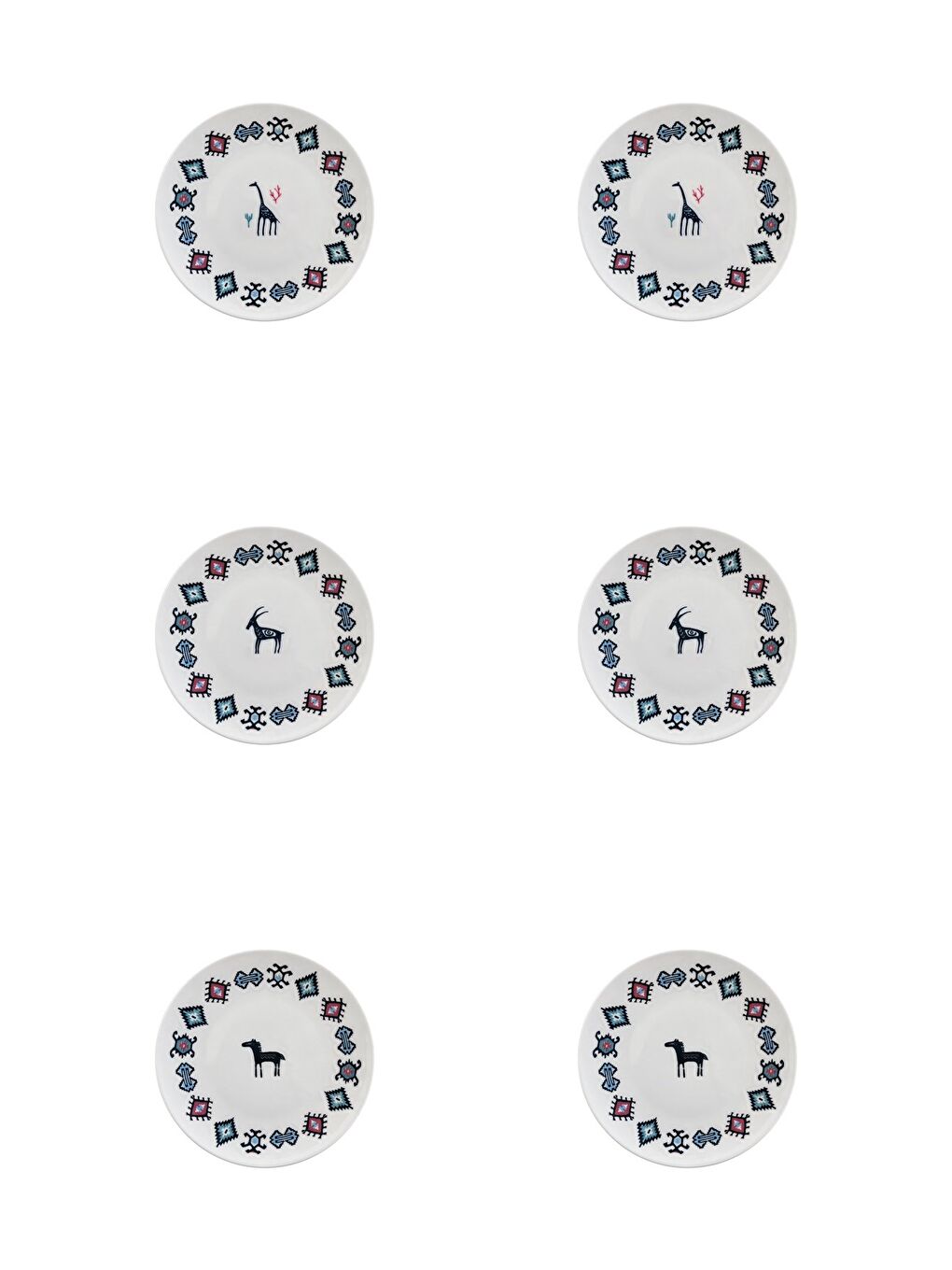 Karışık Porselen Hitit Pasta Tabağı Takımı 21cm 6 Parça TVL6PSTPRS1234