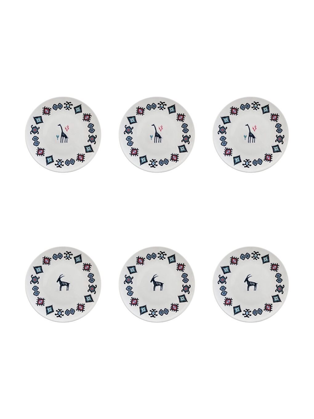 Karışık Porselen Hitit Pasta Tabağı Takımı 21cm 6 Parça TVL6PSTPRS1234-5