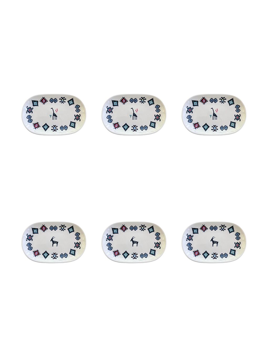 Karışık Porselen Hitit Oval Kayık Tabak Takımı 20x13cm 6 Parça TVL6OKYPRS1229-5