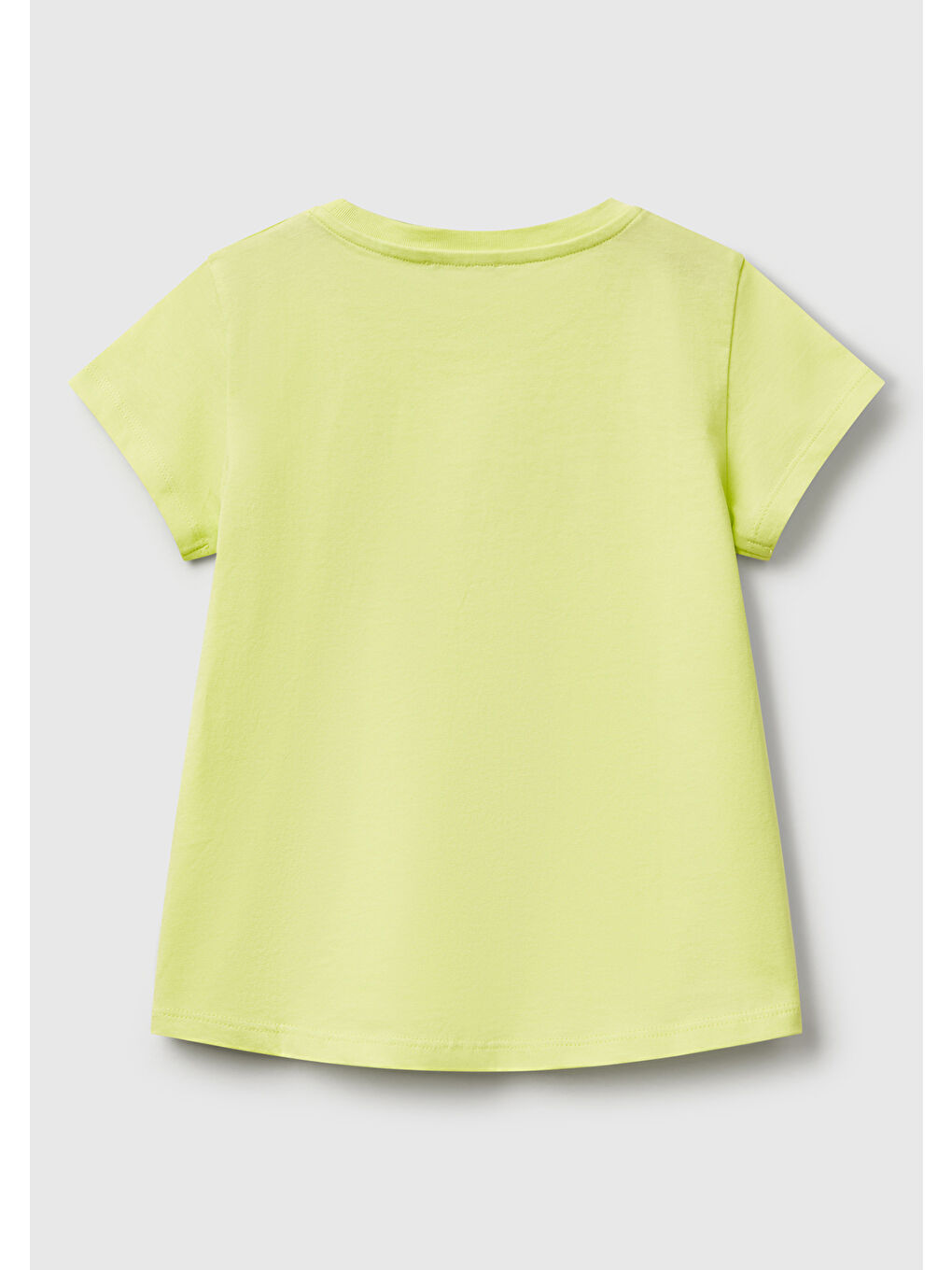 Kız Çocuk Sarı Simli Benetton Logo Baskılı T-Shirt-1