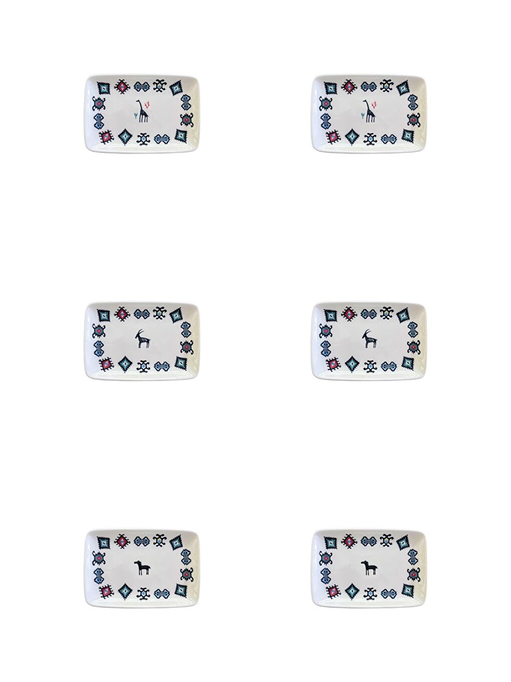 Beyaz Porselen Hitit Dikdörtgen Kayık Tabak Takımı 21x13cm 6 Parça PAZ6DKYPRS1226