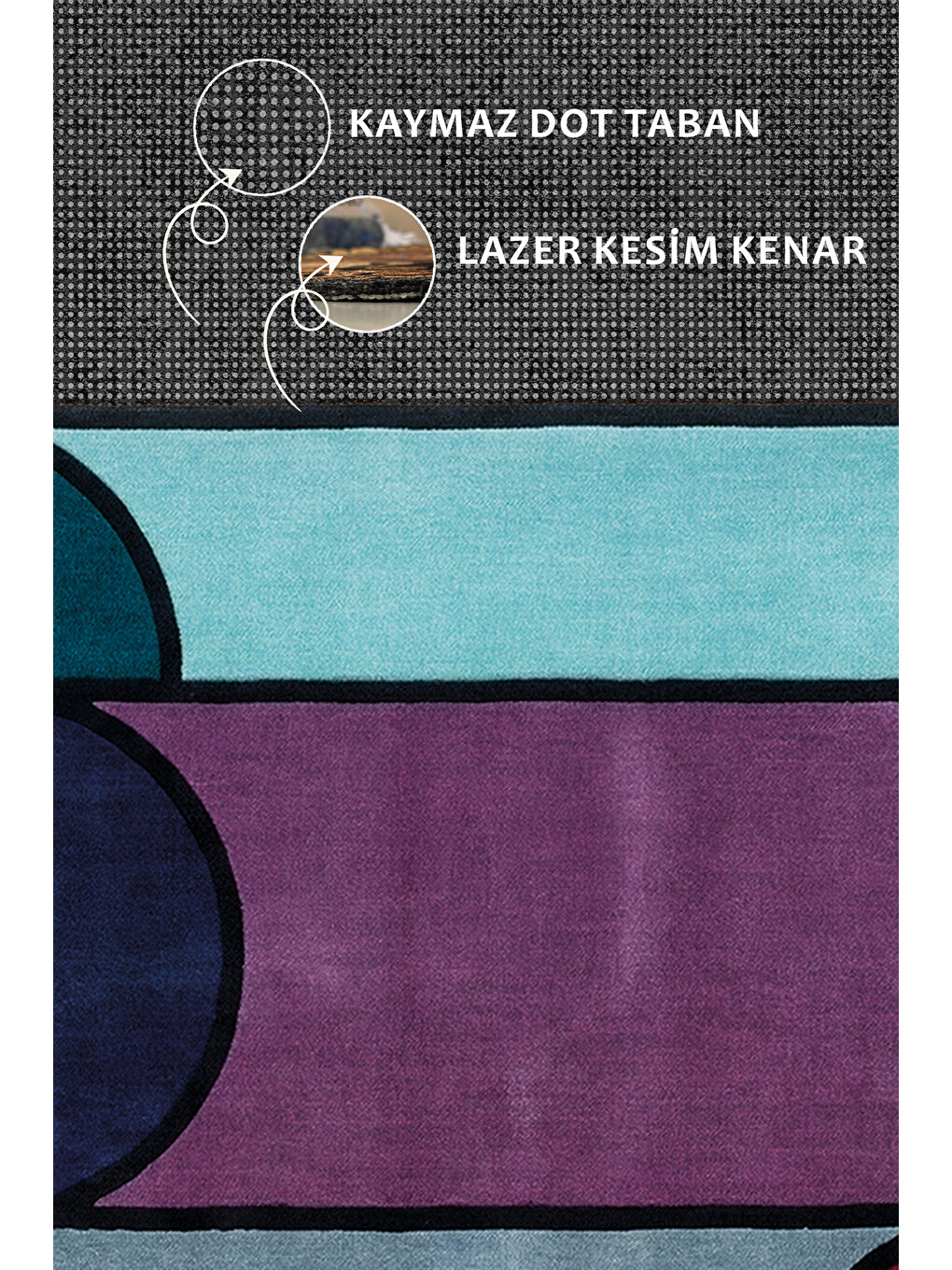 Karışık Modern Dekoratif Halı – Makinada Yıkanabilir, Kaymaz Taban, İnce Lazer Kesim Halı-3