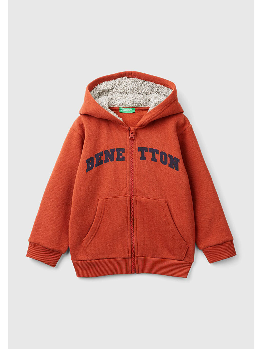 United Colors Of Benetton Kahverengi Erkek Çocuk Tarçın Sol Göğsü Logo İşlemeli Normal Kesim Kapüşonlu Sweatshirt