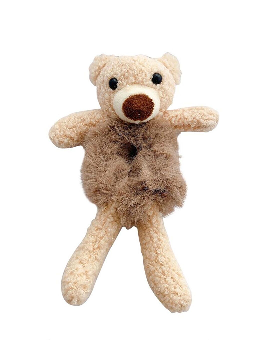 Bej Teddy Bear Peluş Ayıcıklı Kürklü Simit Toka-2