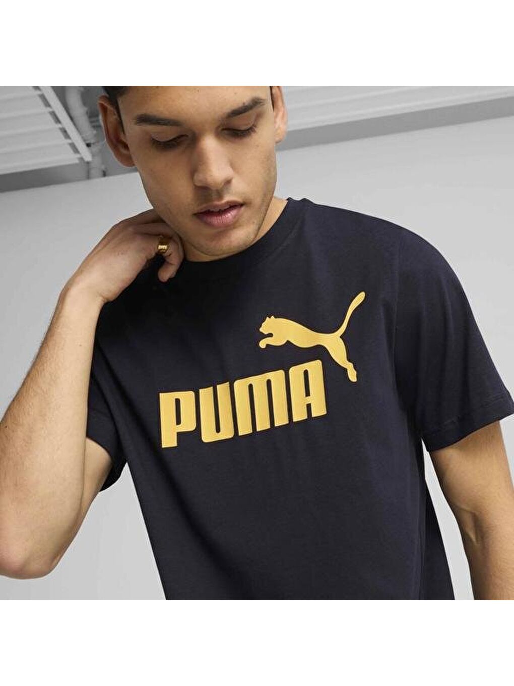 Essentials No 1 Logo Erkek Lacivert Yuvarlak Yaka Tişört-2