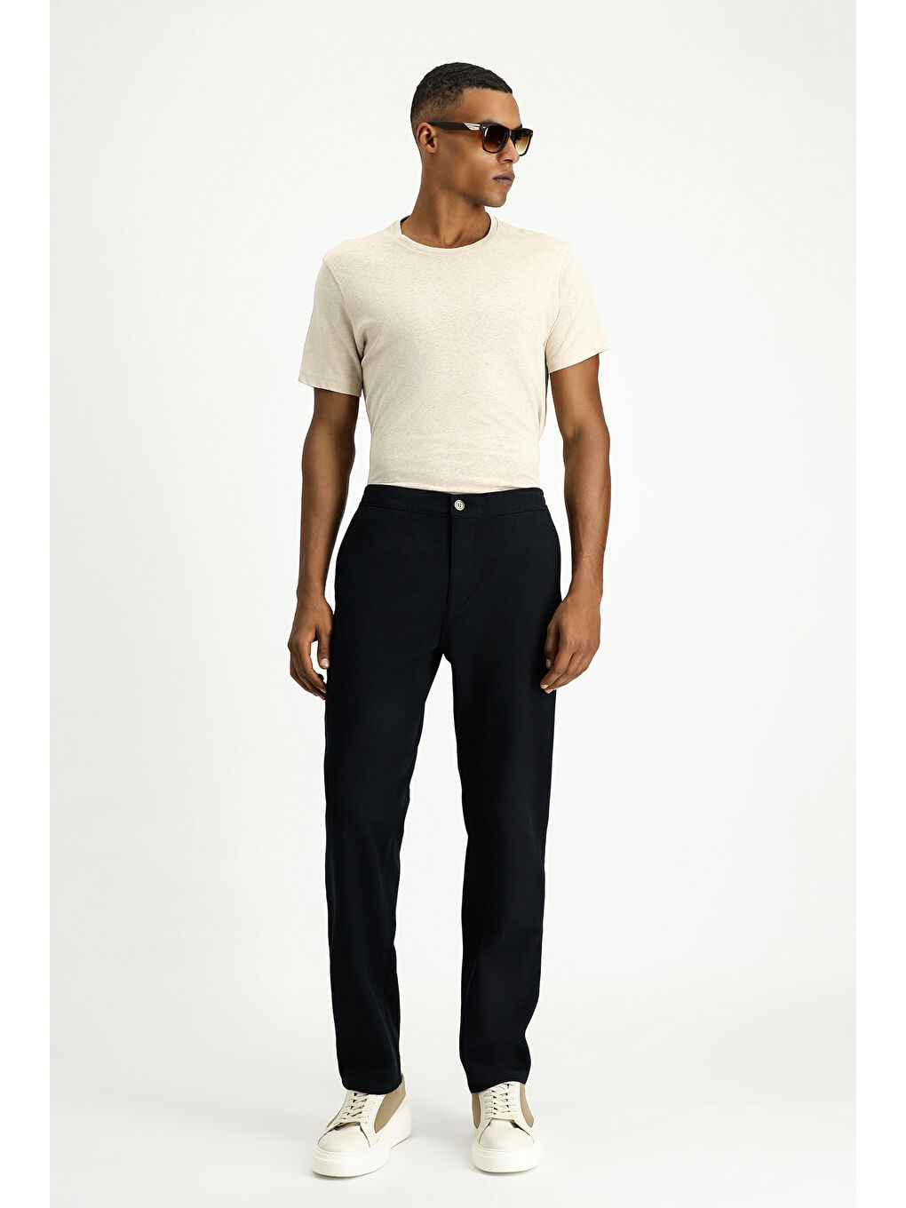 Lacivert Regular Fit Elastanlı Kanvas / Chino Pantolon