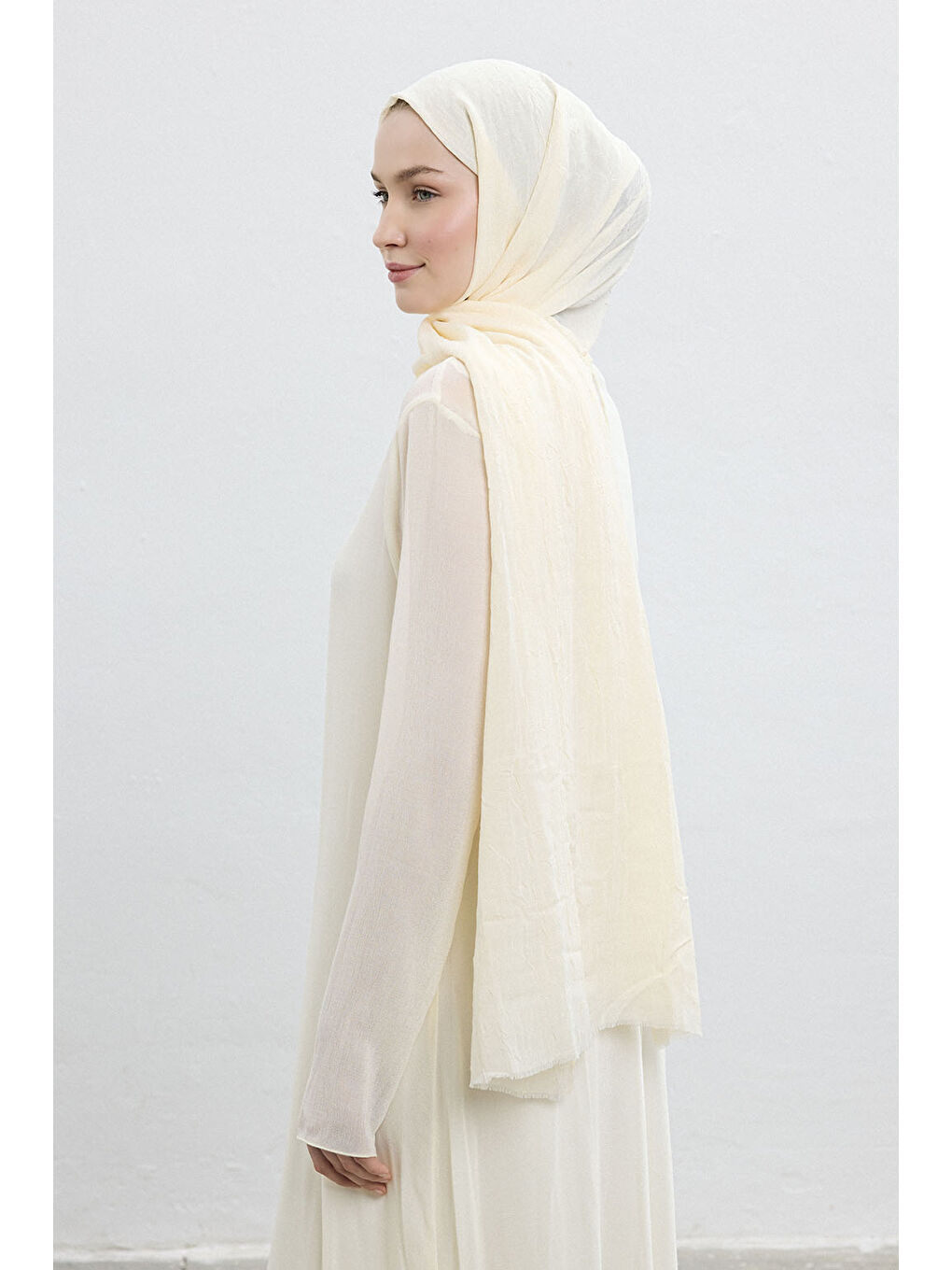 Ekru Bambu Şal Krem-2