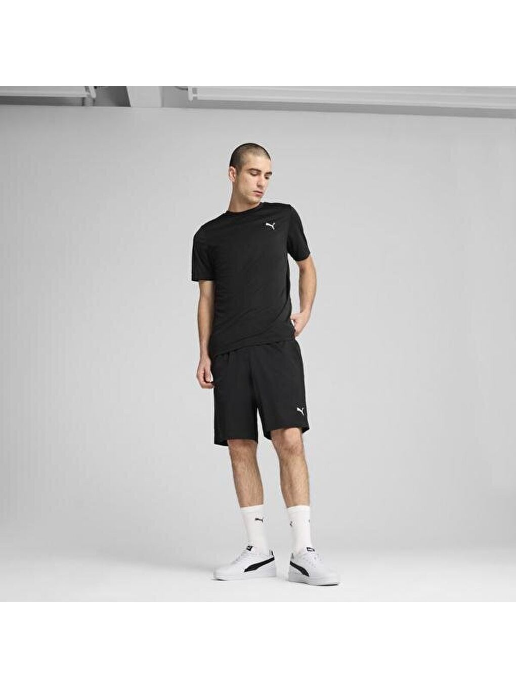 Essentials Small Logo Poly Erkek Siyah Yuvarlak Yaka Tişört-3