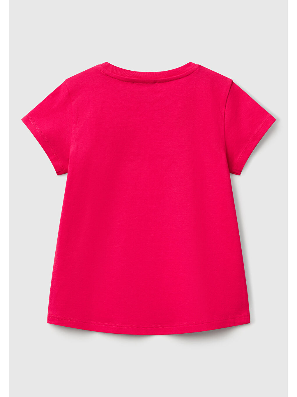 Kız Çocuk Fuşya Simli Benetton Logo Baskılı T-Shirt-1