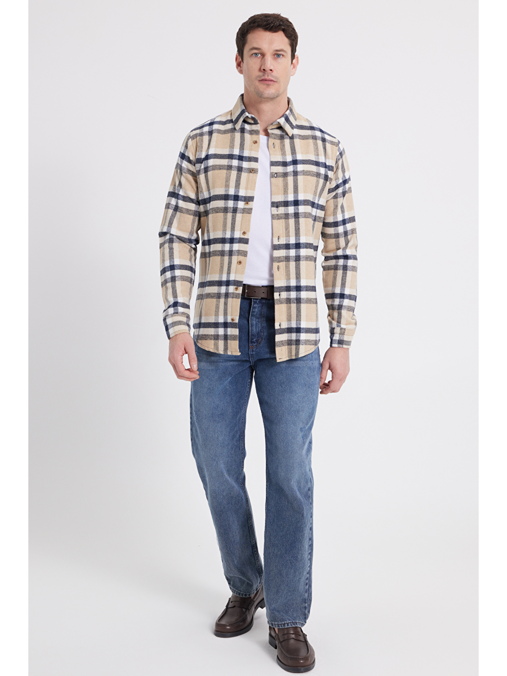 Karışık Erkek Slim Fit Dar Kesim Kareli Kışlık Oduncu Gömlek-2