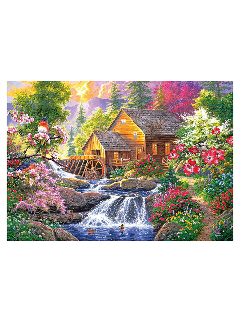 KS GAMES Renksiz Puzzle 1500 Parça Songbirds at Summertime Mill 22027 - 1