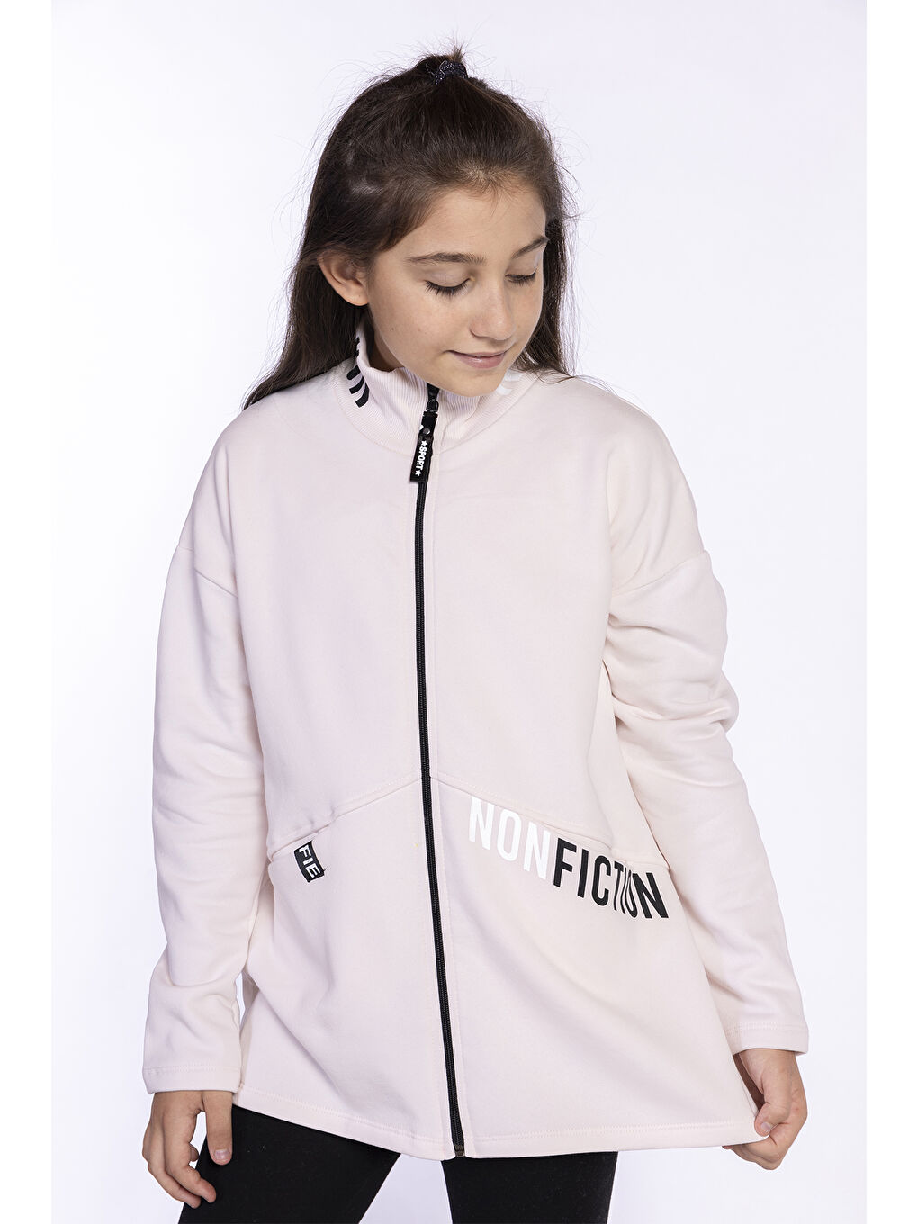 Pembe Kız Çocuk Baskılı Uzun Hırka