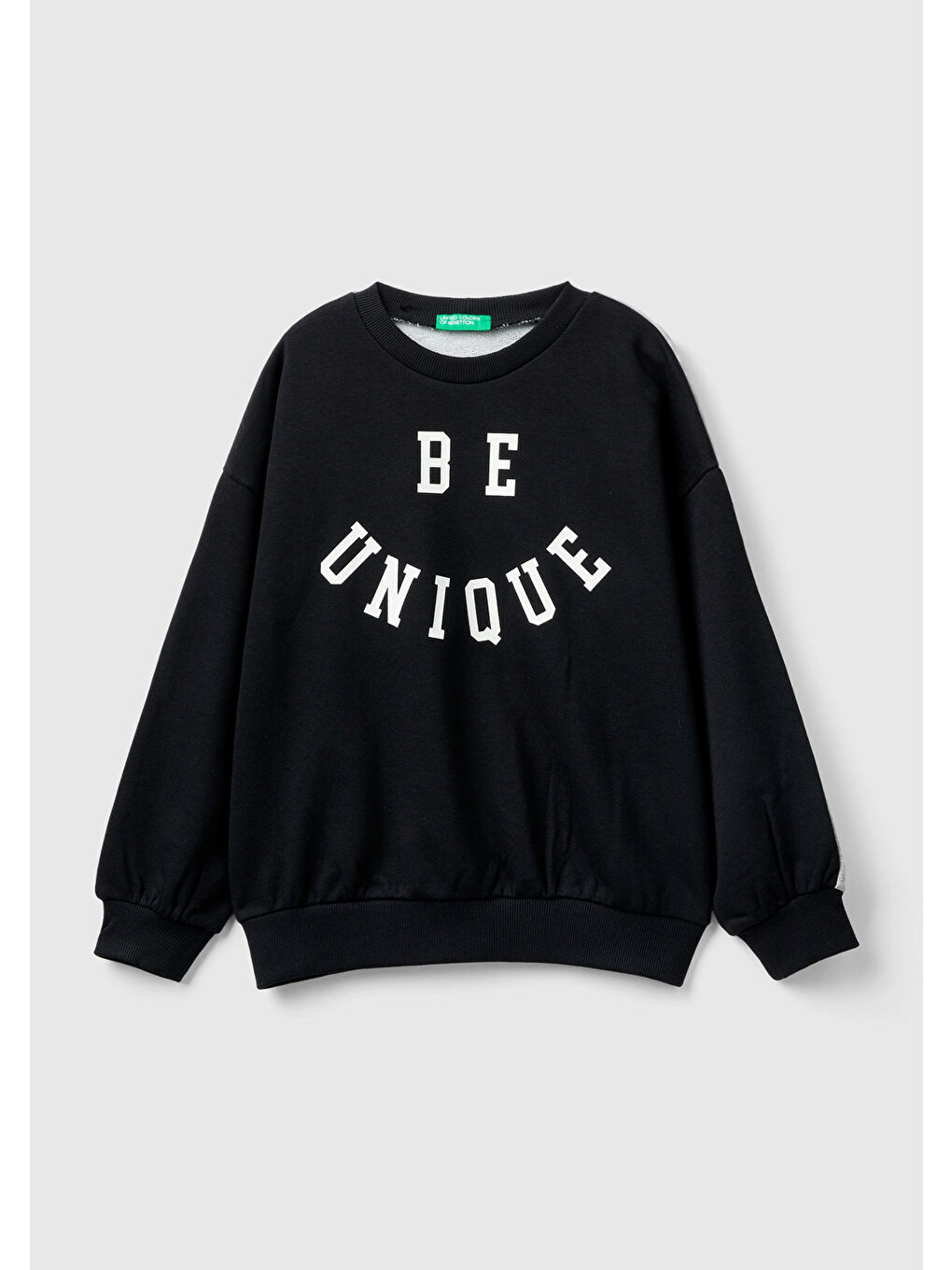 Kız Çocuk Siyah Slogan Baskılı Renk Bloklu Sweatshirt