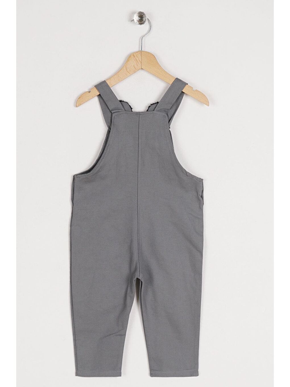 Askılı Çift Cepli Kedicik Gri Renk Erkek Çocuk Tulum-1