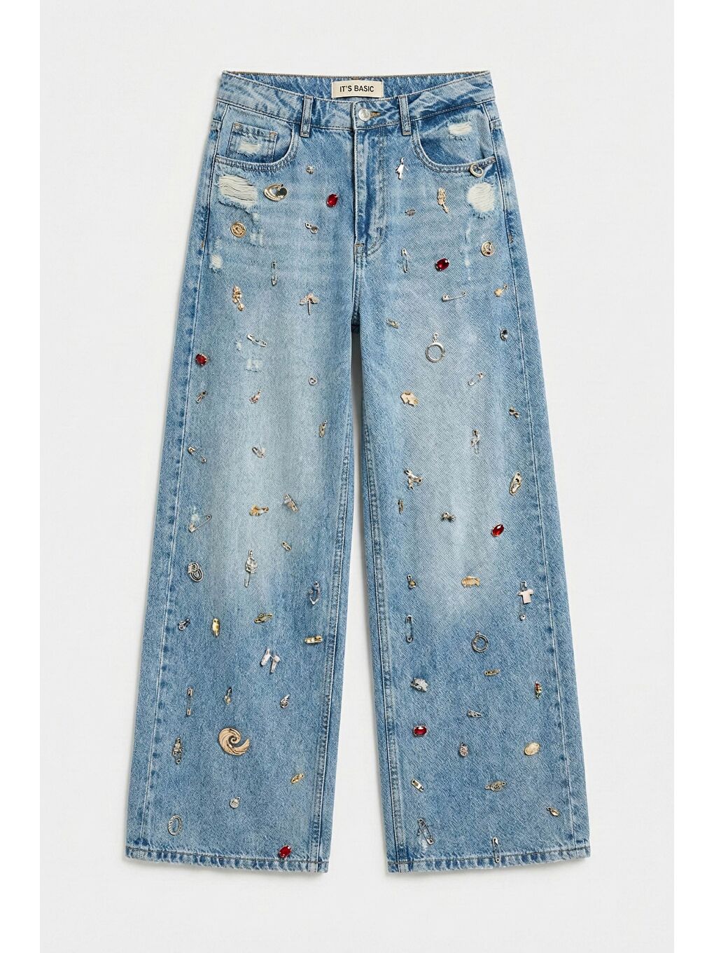 Mavi Kadın Jean Rengi 12s6-32 Mega Baggy Fit Özel Dikim Aksesuarlı Tasarım Denim Jean-2