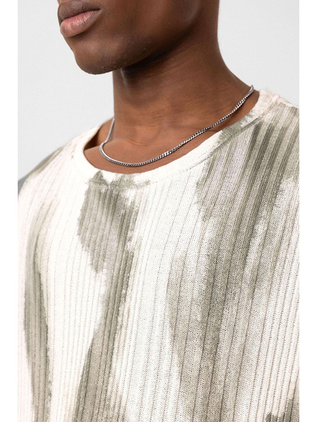 Yıkamalı Oversize Triko Tişört Haki-5