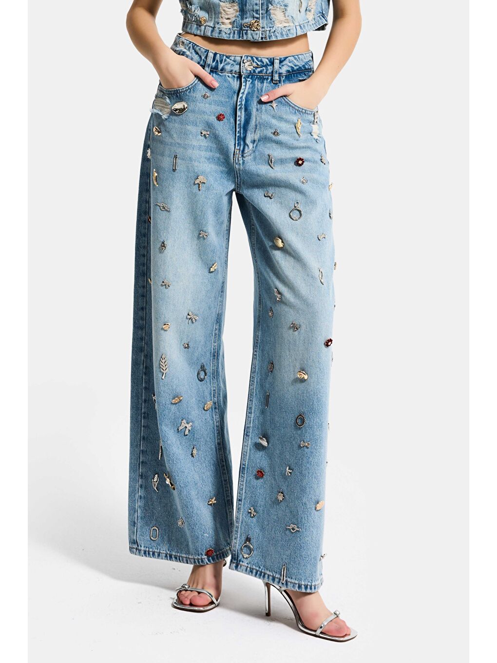 Mavi Kadın Jean Rengi 12s6-32 Mega Baggy Fit Özel Dikim Aksesuarlı Tasarım Denim Jean-6