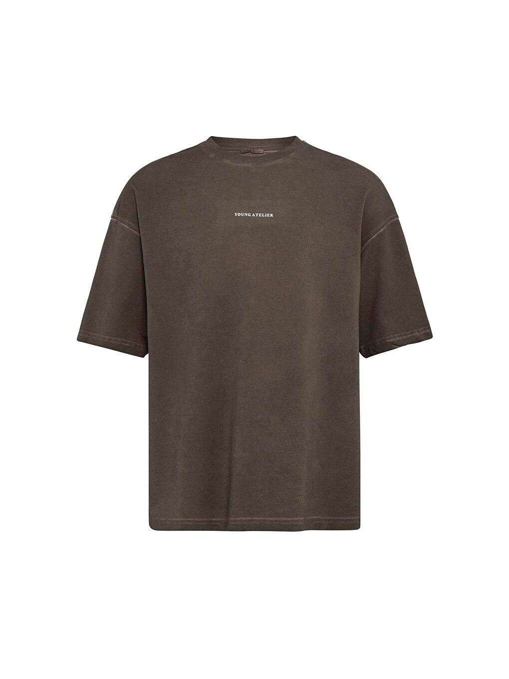 Kahverengi Yıkamalı Oversize Tişört Kahve-1