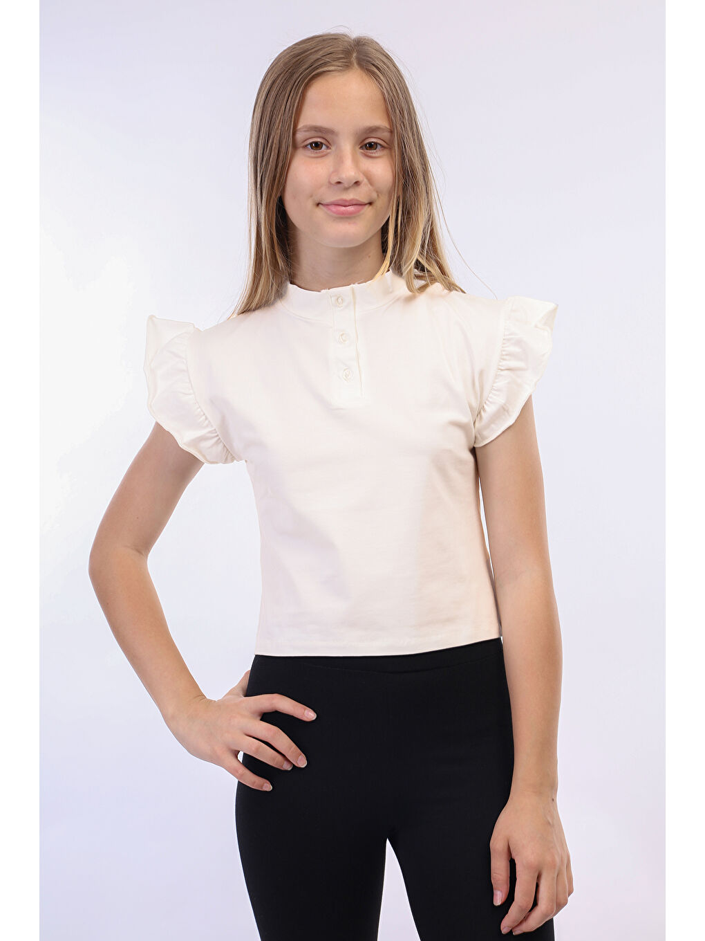 Ekru Kız Çocuk Okul Tişört