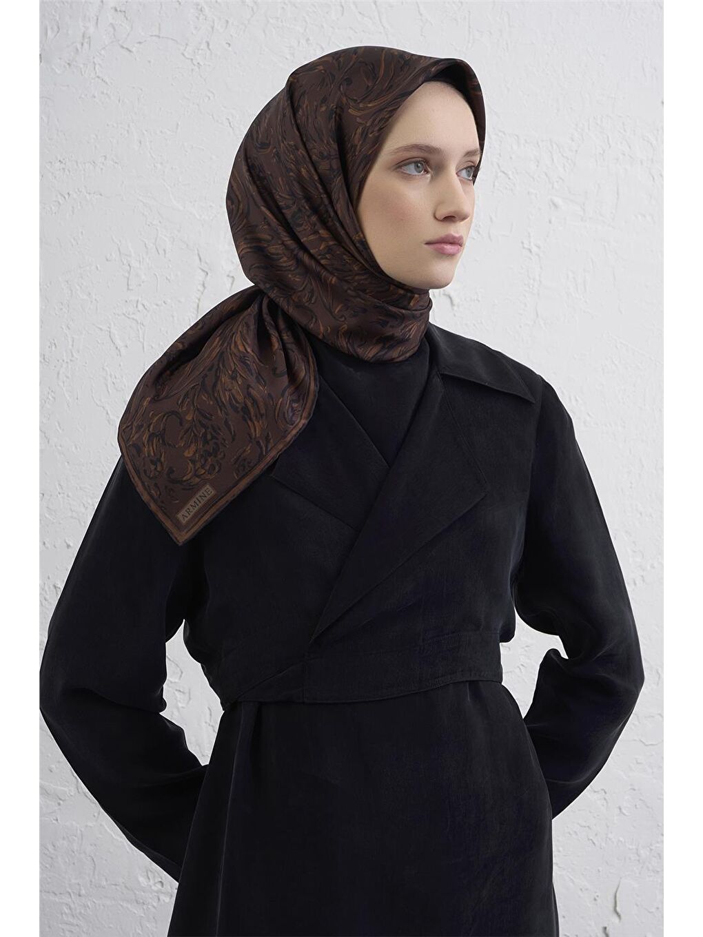 Kahverengi Saf İpek Sura Eşarp 9431D 80-1