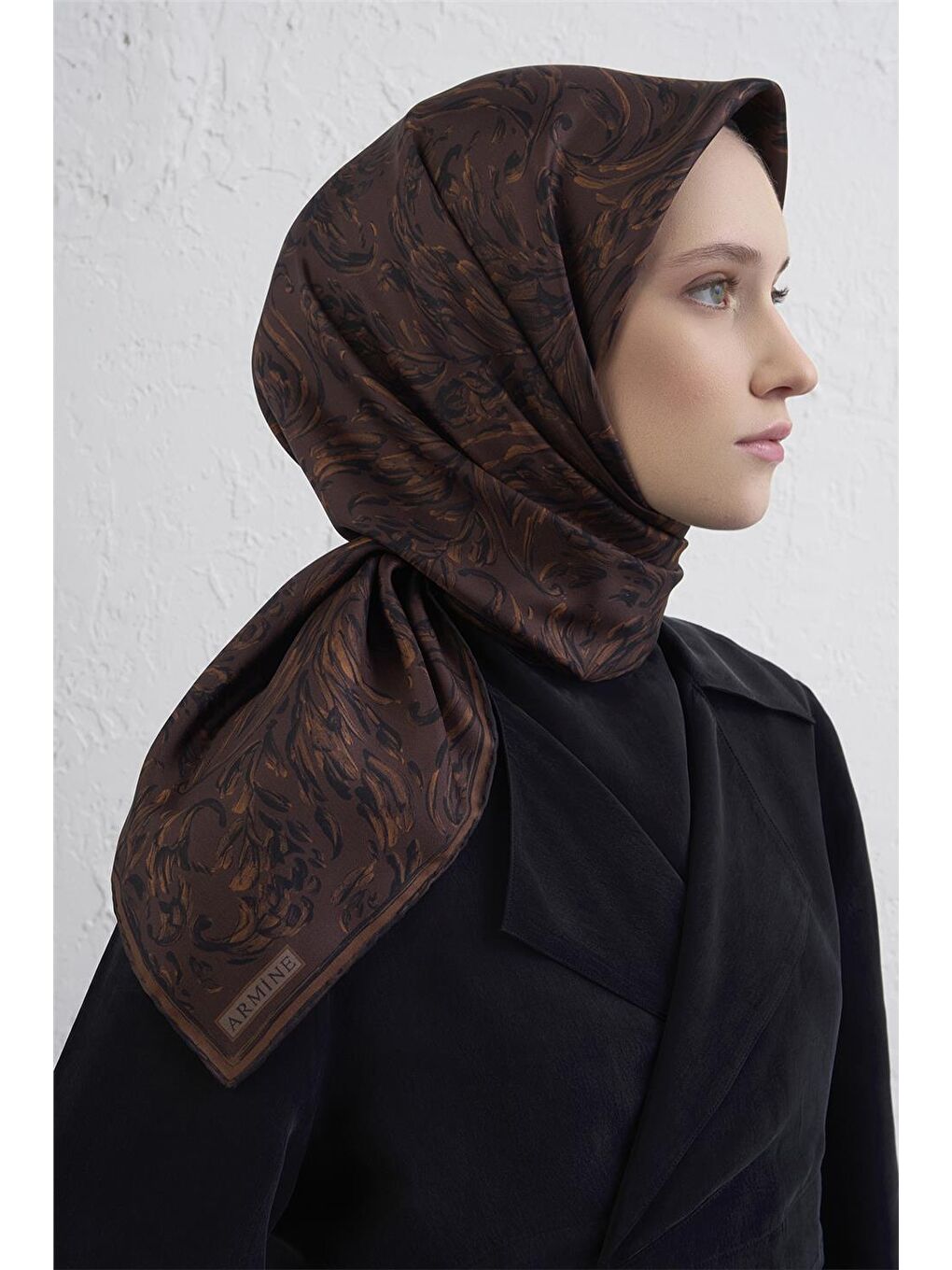 Kahverengi Saf İpek Sura Eşarp 9431D 80-2