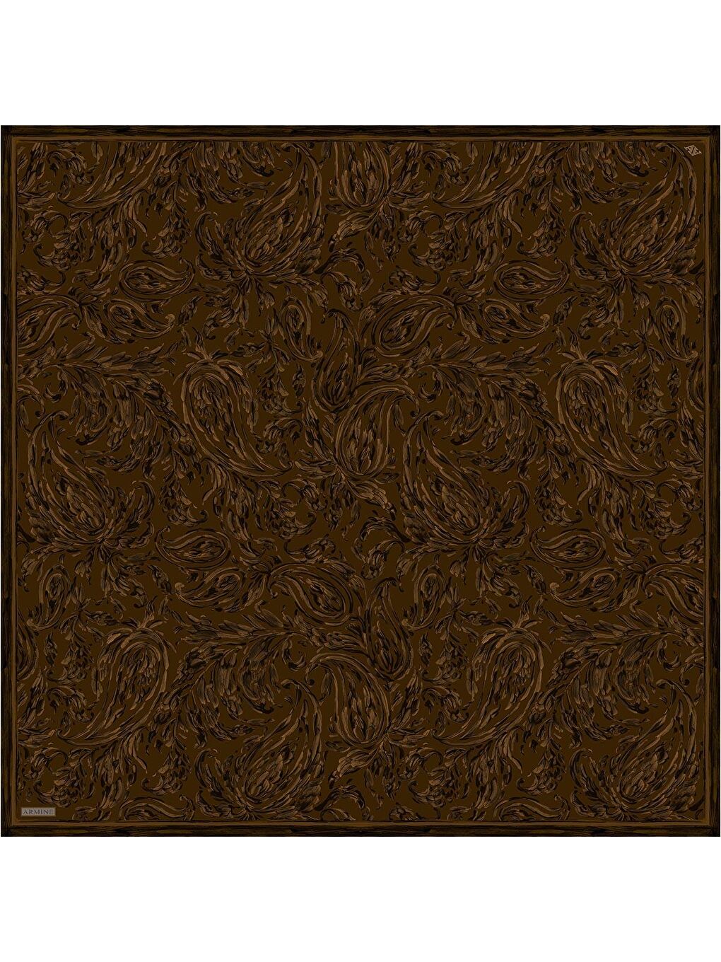 Kahverengi Saf İpek Sura Eşarp 9431D 80-3