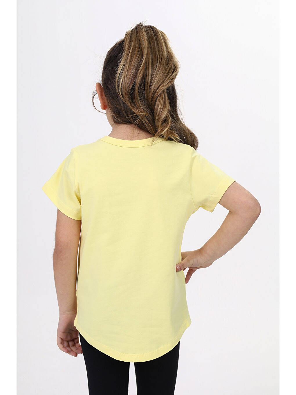 Sarı Kız Çocuk Baskılı Tişört-2