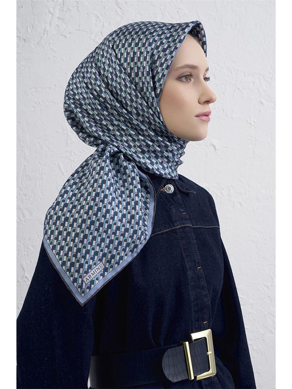 Mavi Saf İpek Sura Eşarp 9417D 84-1