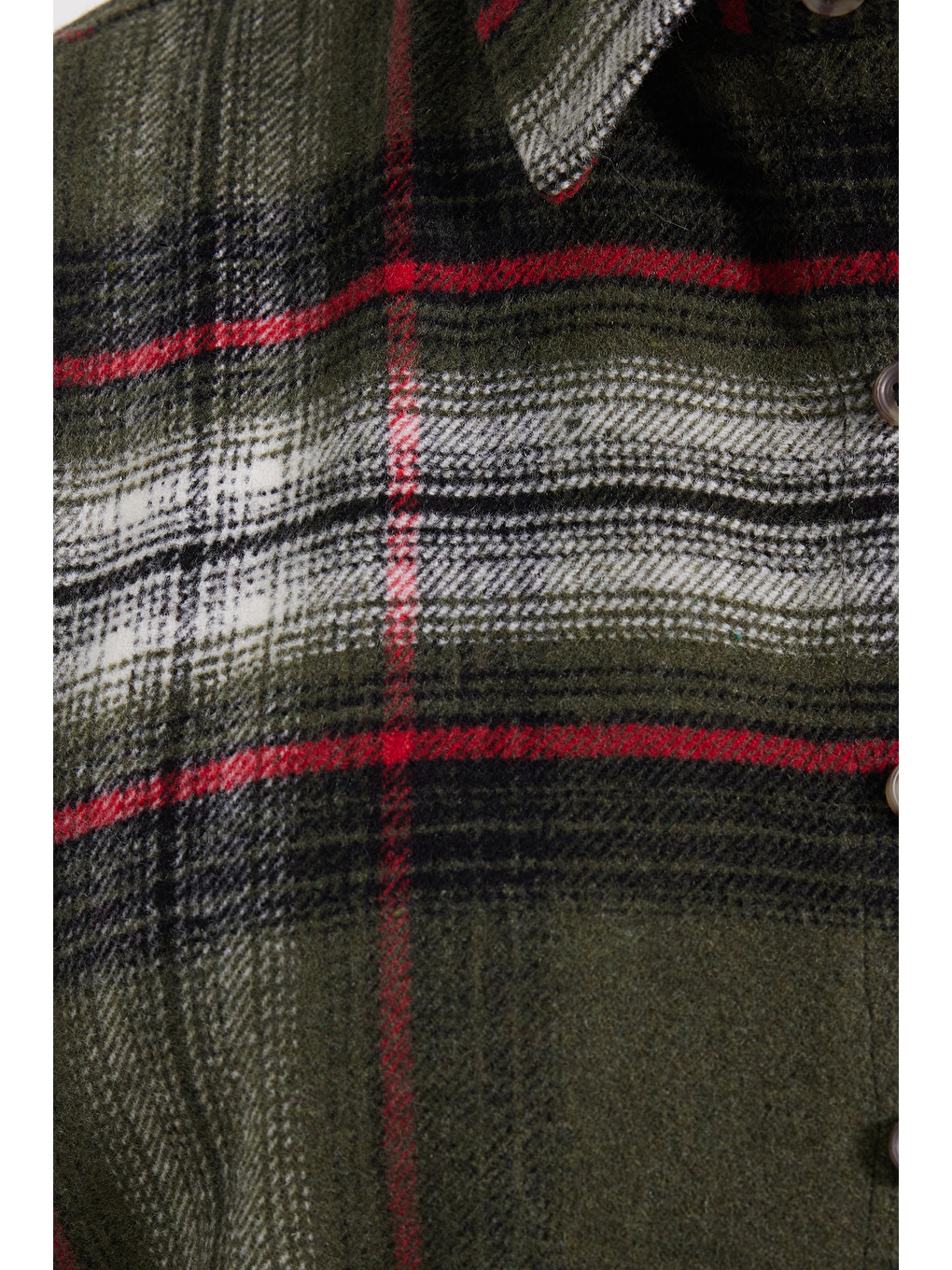 Haki Erkek Slim Fit Dar Kesim Kareli Kışlık Oduncu Gömlek-4