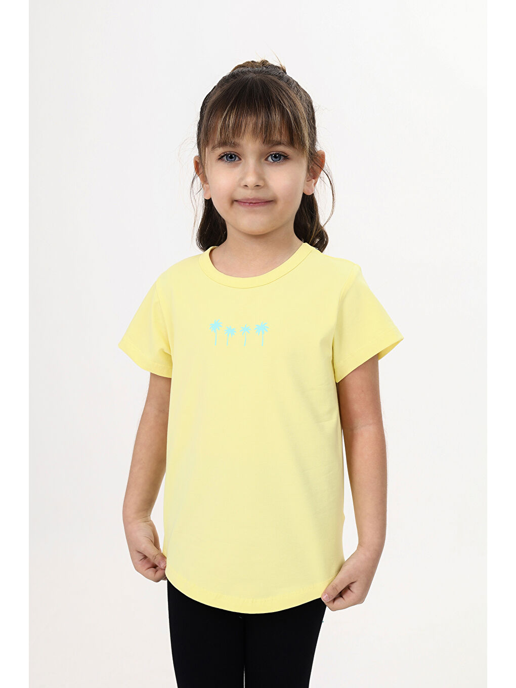 Sarı Kız Çocuk Baskılı Tişört-3