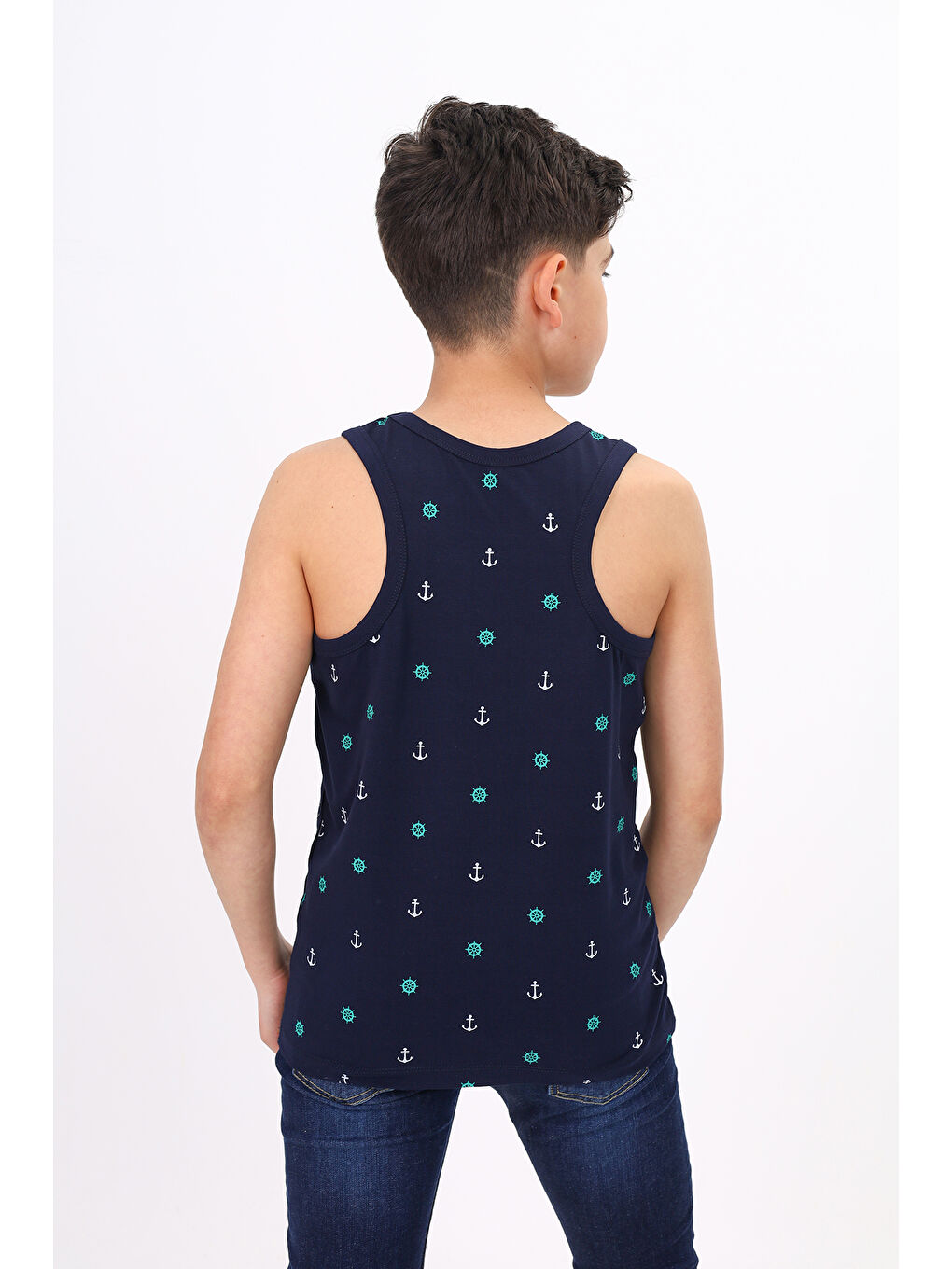 Lacivert Erkek Çocuk Baskılı Atlet-3