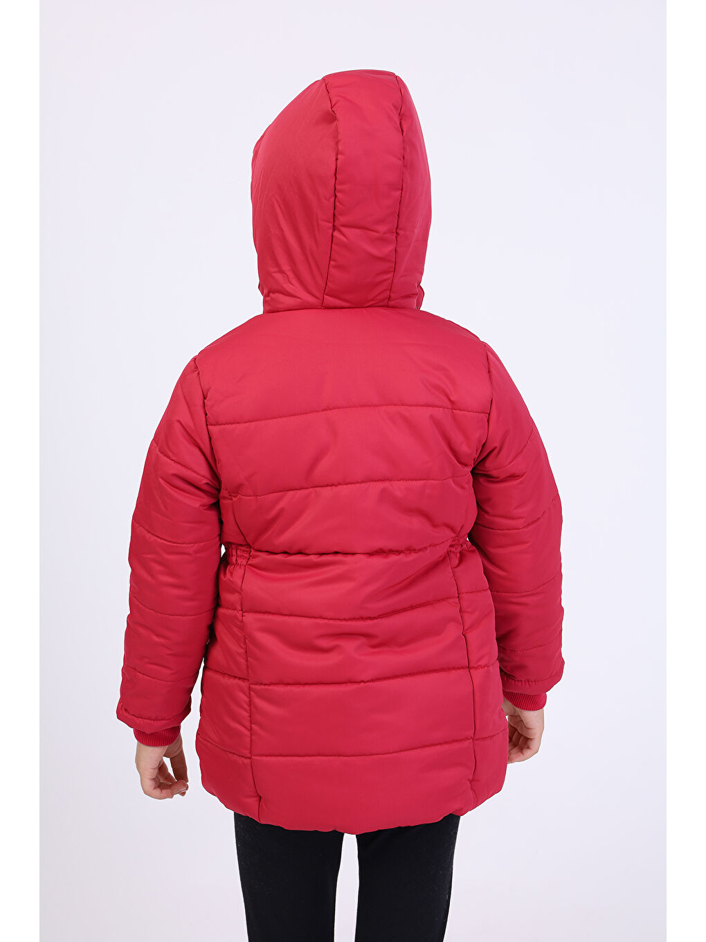 Bordo Kız Çocuk Kapüşonlu İçi Kürklü Mont-1