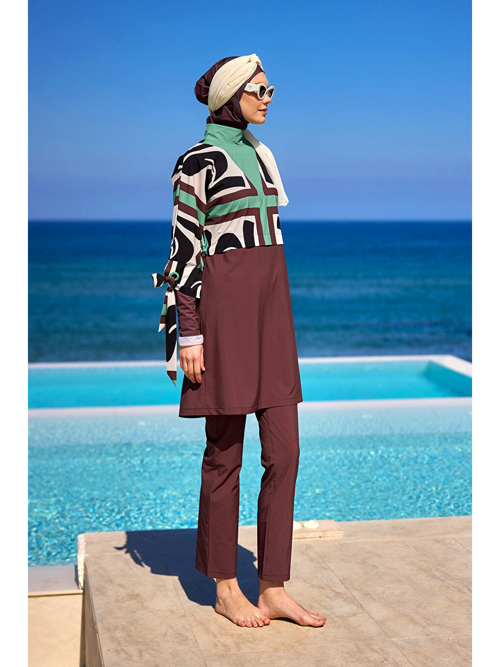 Tam Kapalı Tesettür Mayo M2519 Kahverengi-1