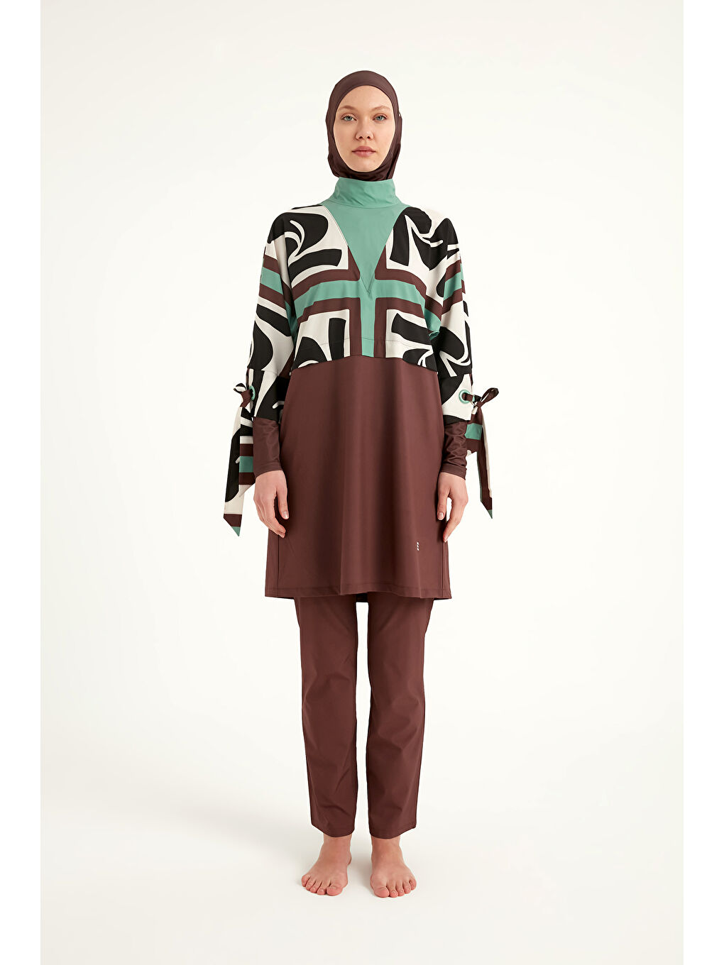 Tam Kapalı Tesettür Mayo M2519 Kahverengi-4