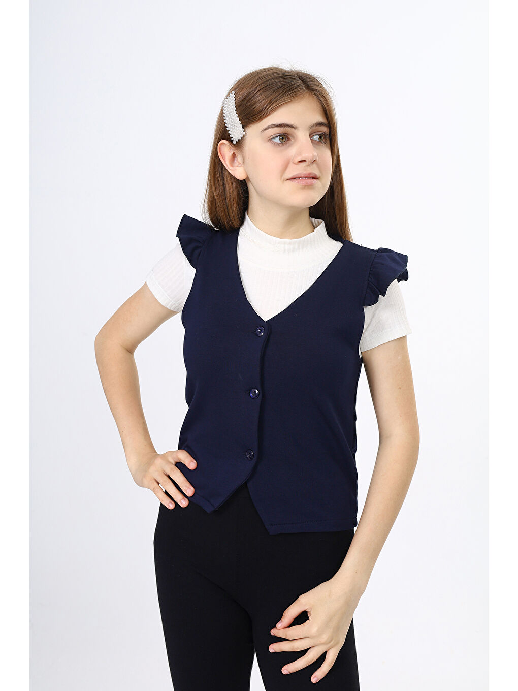 Lacivert Kız Çocuk Okul Yelek-3