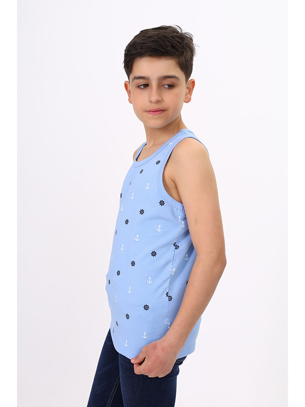 Mavi Erkek Çocuk Baskılı Atlet-2