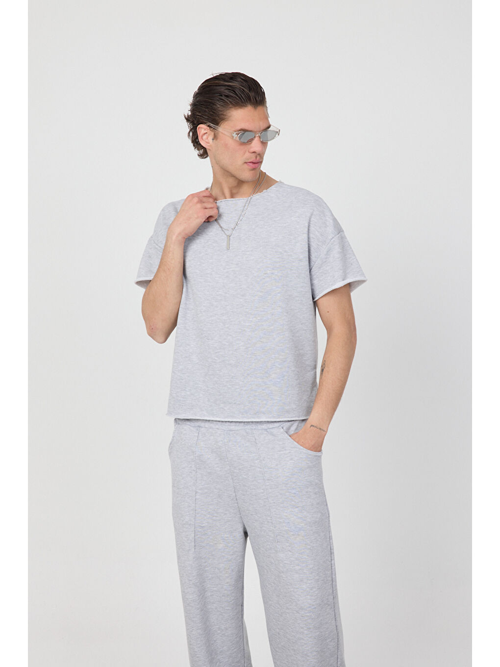 Blank Boxy Gri Tişört-1