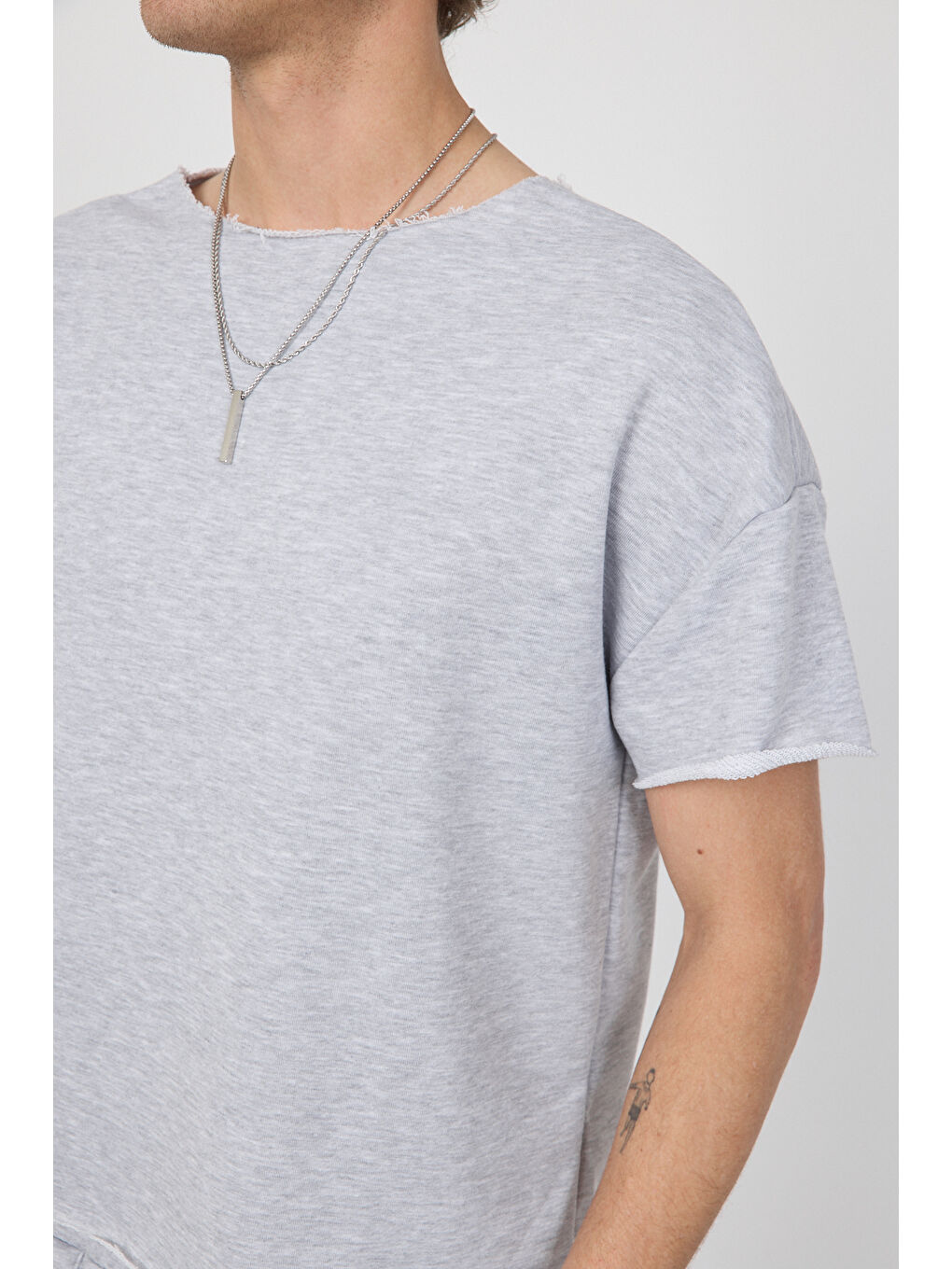 Blank Boxy Gri Tişört-4