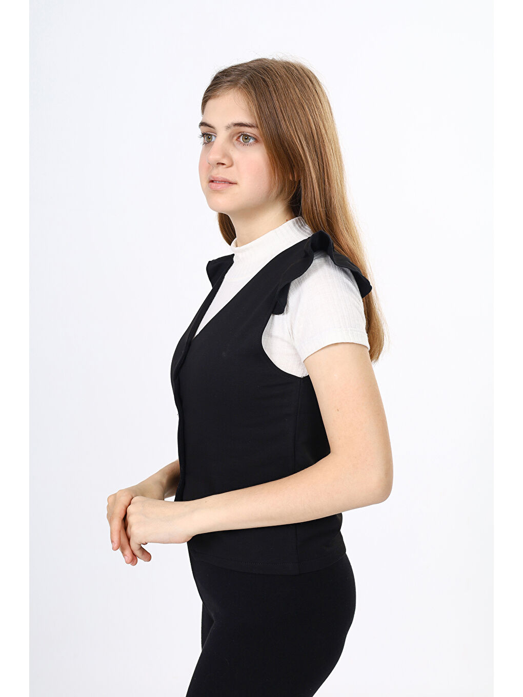 Siyah Kız Çocuk Okul Yelek-1
