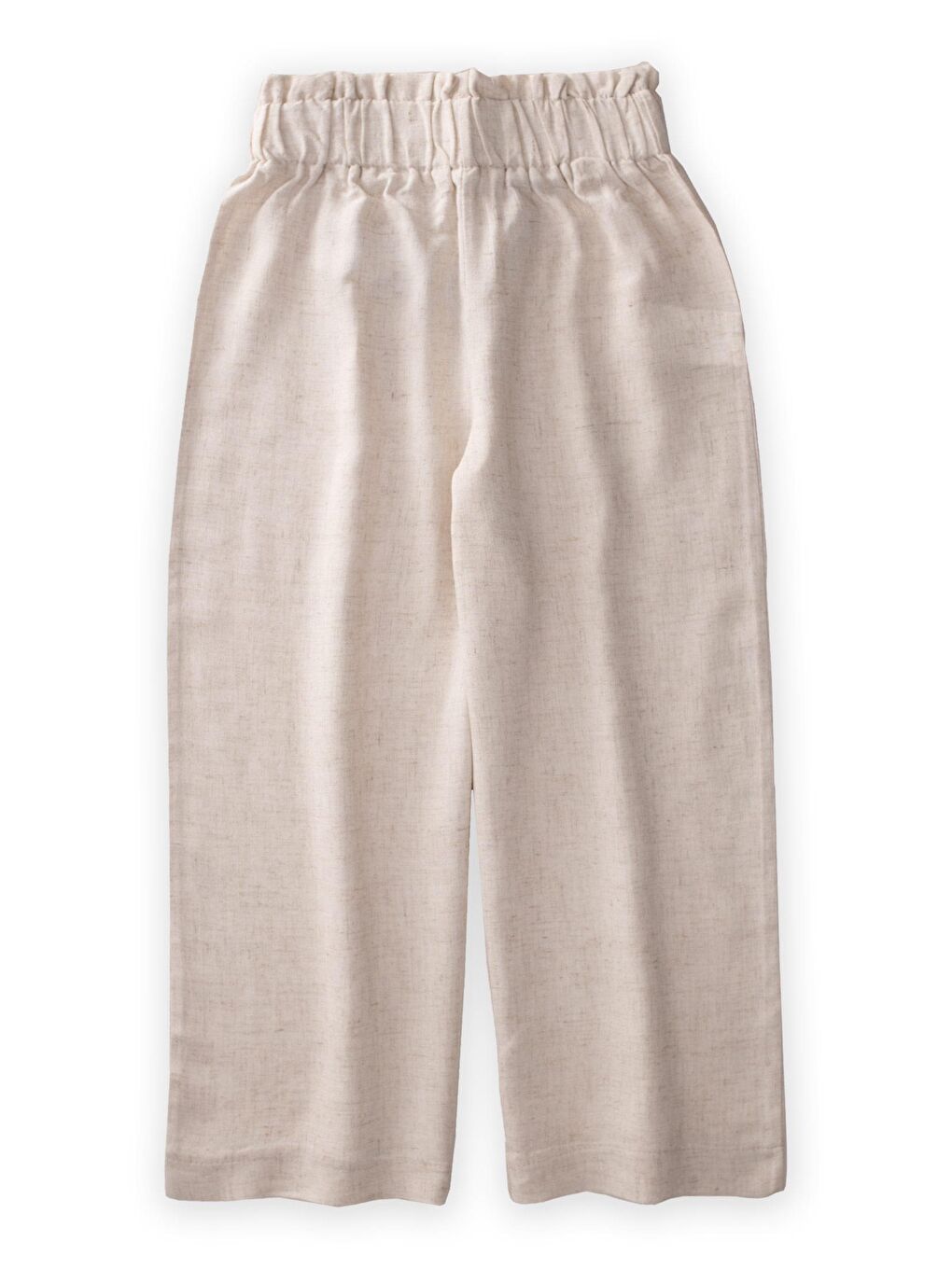 Ekru Kız Çocuk Fırfır Keten Pantolon