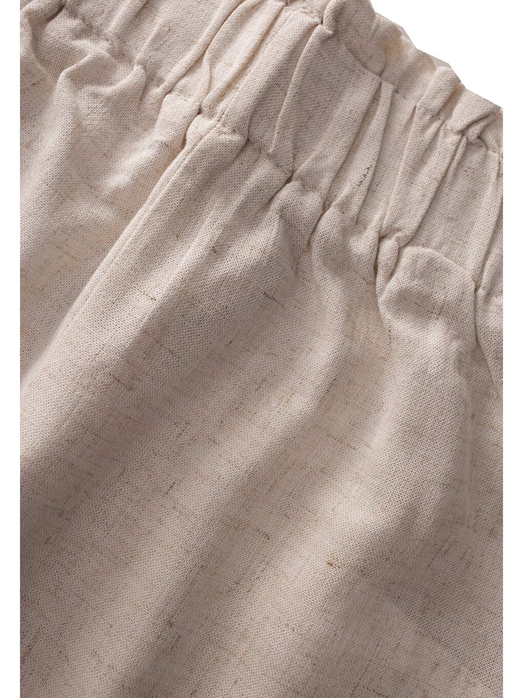 Ekru Kız Çocuk Fırfır Keten Pantolon-1